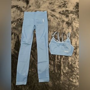 Gymshark set blue perforated size small